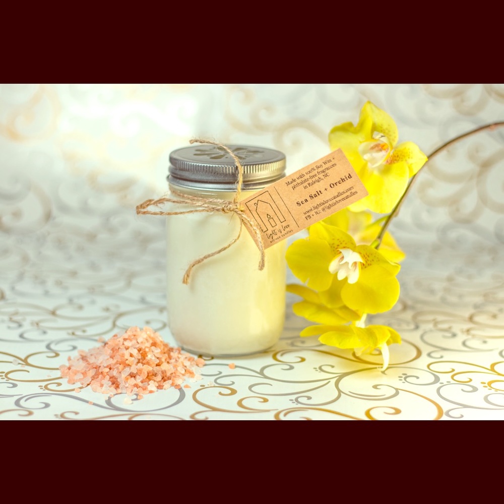 12 oz Sea salt + Orchid 100% Soy Candle